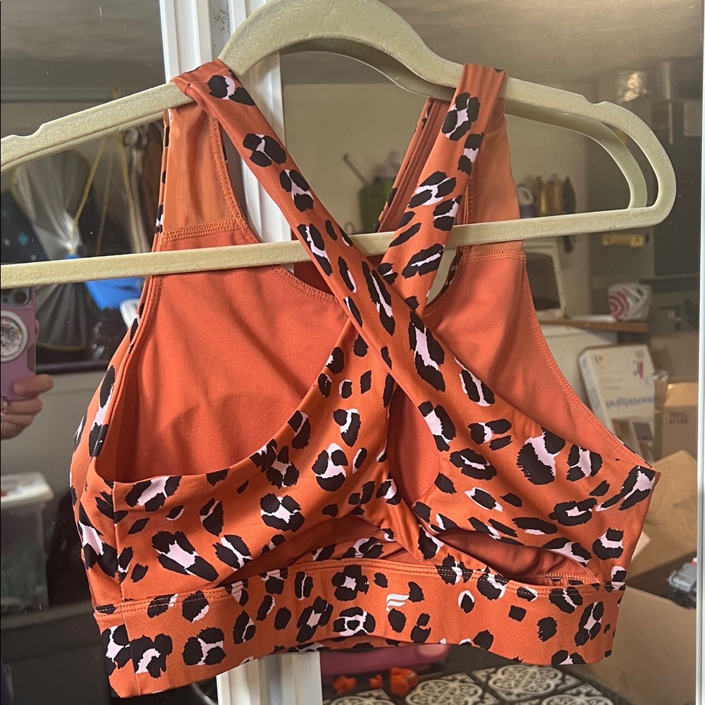 Fabletics Orange Leopard Sports Bra